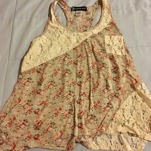 Floral lace detail tank top